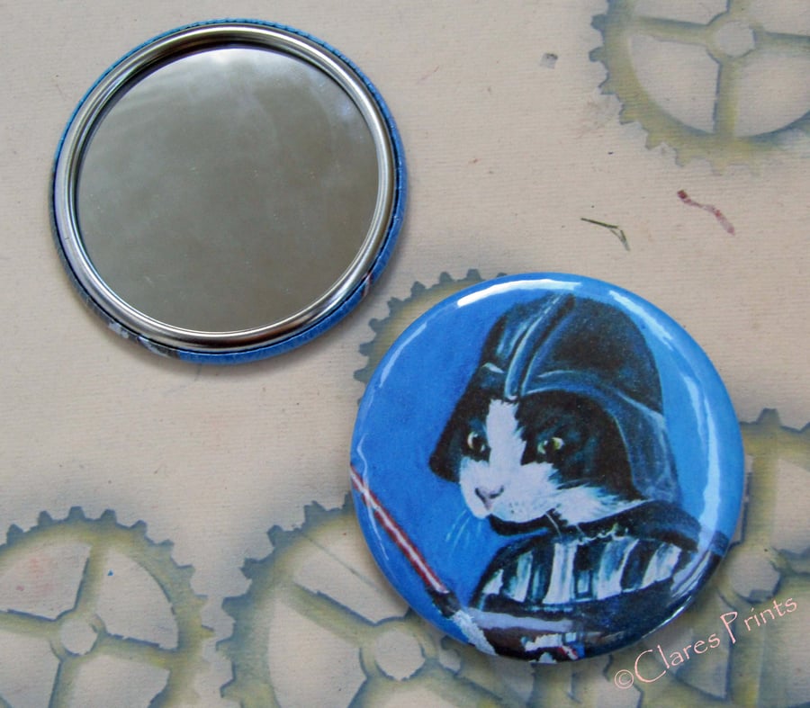 Darth Vadar Cat Art 58mm Pocket Mirror Animal Cats Star Wars 