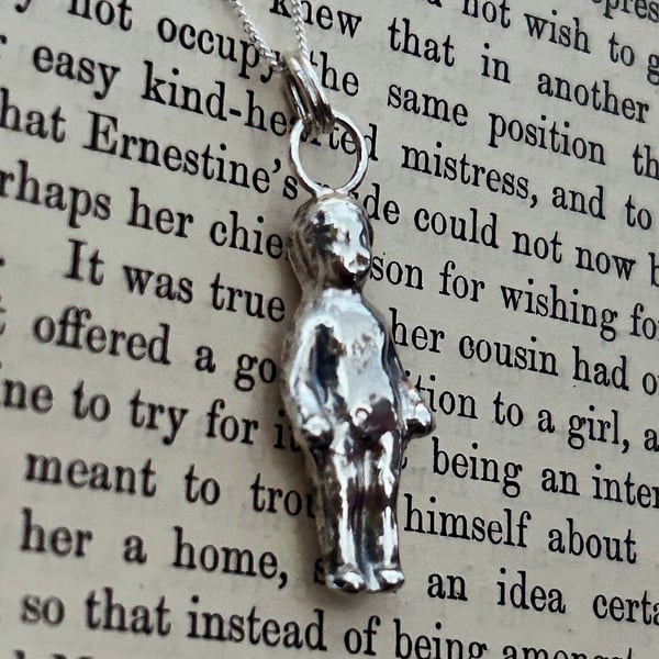Frozen Charlotte silver pendant charm