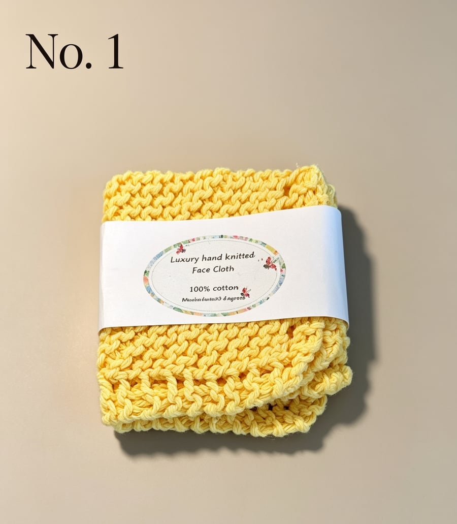 Eco friendly hand knitted face cloth in 100% cotton yarn