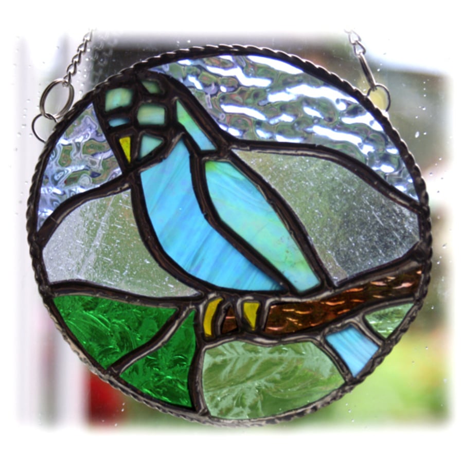 Budgerigar Ring Stained Glass Suncatcher Handmade Budgie Bird