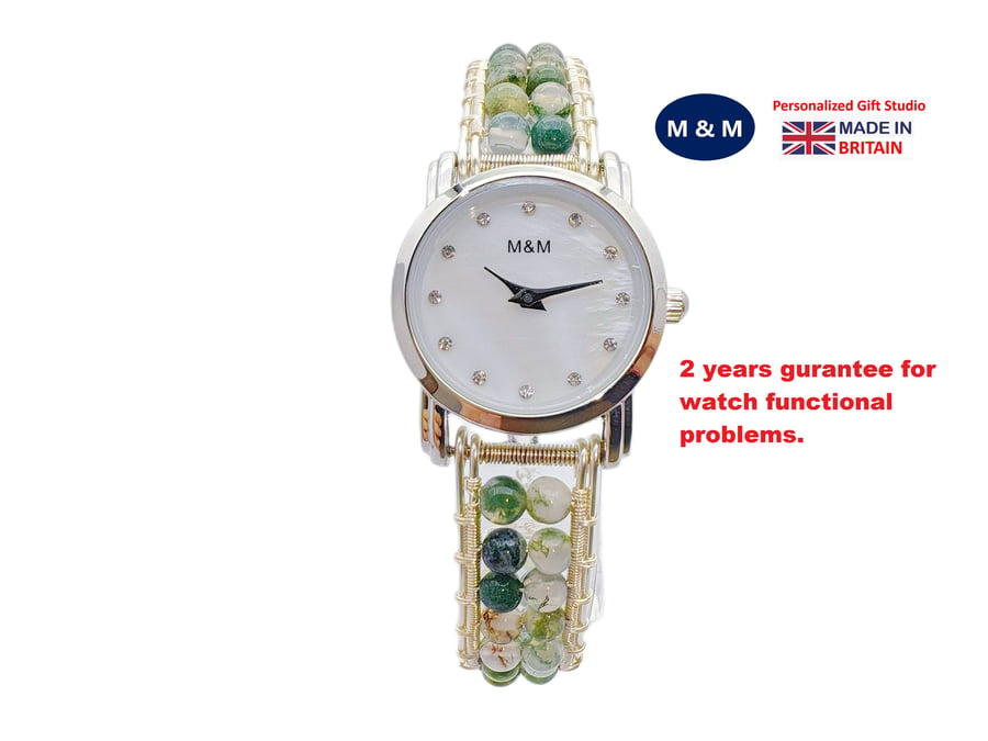 Handmade Gemstone Bracelet Watch Beaded Wrist Watch Personalized Gifts