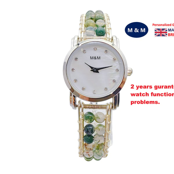 Handmade Gemstone Bracelet Watch Beaded Wrist Watch Personalized Gifts