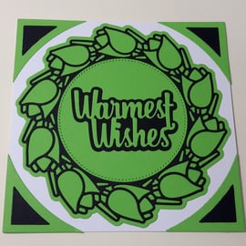 Warmest Wishes Greeting Card - Green and Black