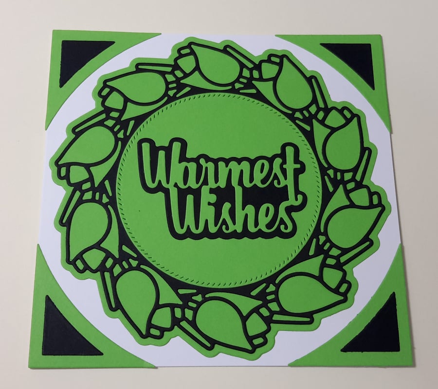 Warmest Wishes Greeting Card - Green and Black