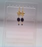 Earrings with Black Oval Glass Bead and a Gold Plated Butterfly, Gift for Her - Image 10