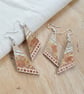 Floral Boho Teardrop Earrings – Golden & Pink Washi Tape Dangles, Free Postage - Image 2