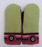 Wool mittens Created from Up-cycled Sweaters. Fully Lined. Stripe Cuff. - Image 1