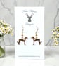 Charm Earrings - Gold Greyhound - Whippet (Heart)
