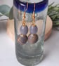 Dangly polymer clay earrings  in mauve and gold
