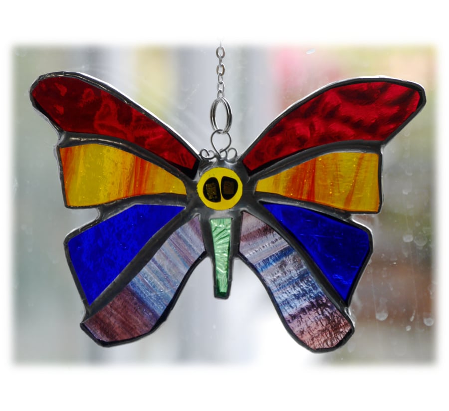Rainbow Butterfly Suncatcher Stained Glass 048