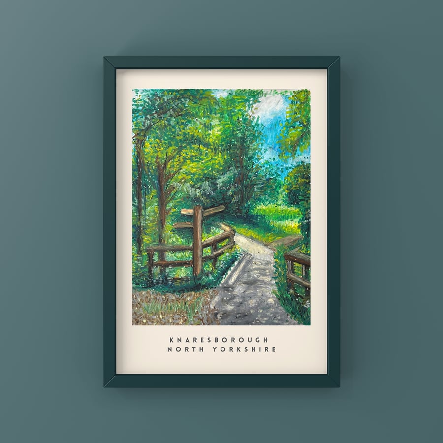 Landscape Oil Pastel Drawing Print of Yorkshire A3