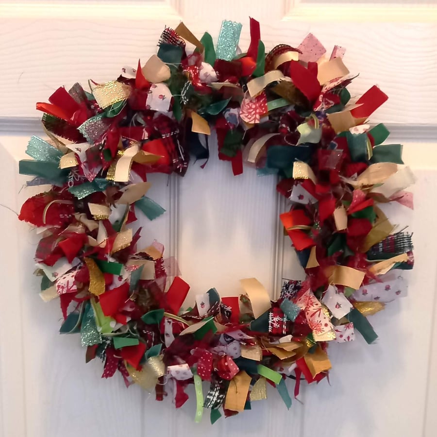 Wales Christmas Rag Wreath