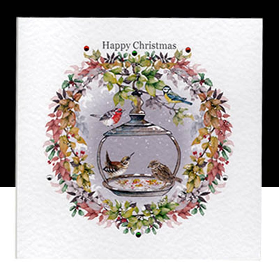 A Luxury Christmas Garden Bird Feast – Handmade Card 