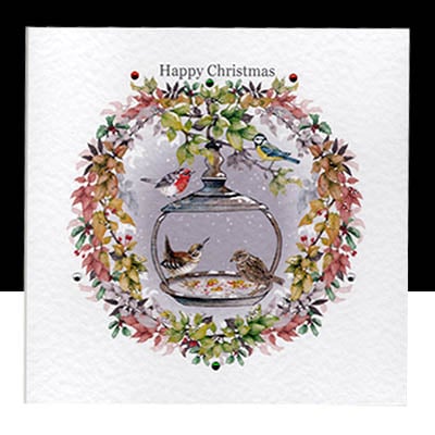 A Luxury Christmas Garden Bird Feast – Handmade Card 