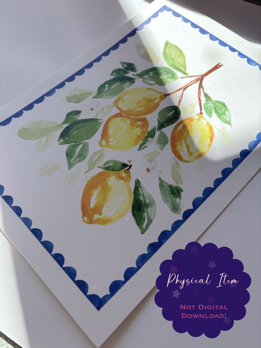 Watercolour Lemon Painting A4 