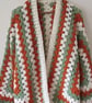 Hand-Crocheted Hexagon Coatigan: Rust & Sage Green Boho Sweater