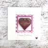 Birthday Card Detachable Pink Glass Heart