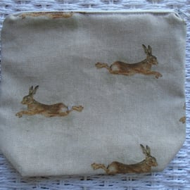 Hessian Hare Make Up Bag or Large Pencil Case.