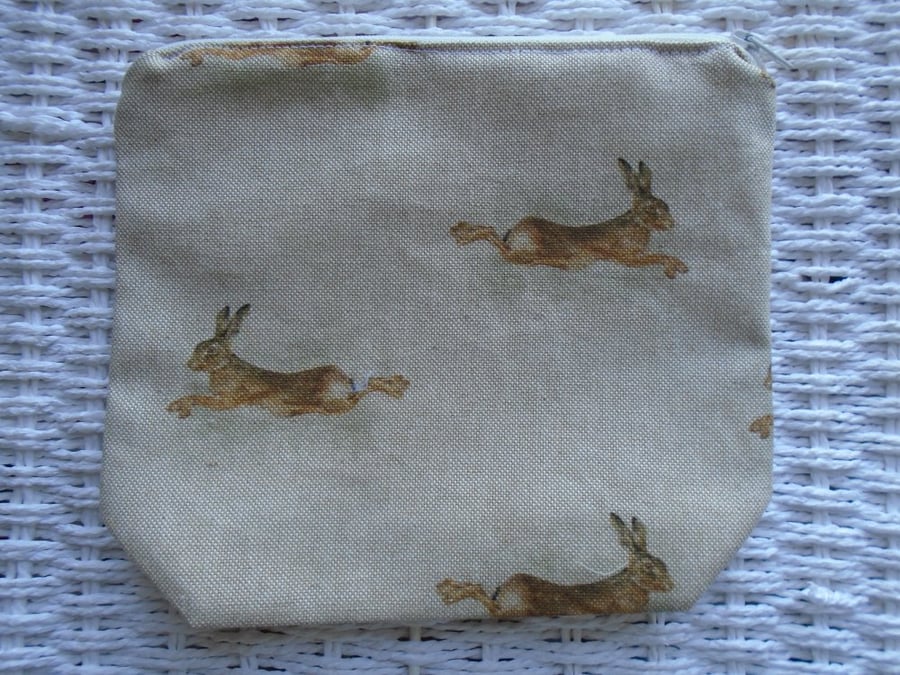 Hessian Hare Make Up Bag or Large Pencil Case.