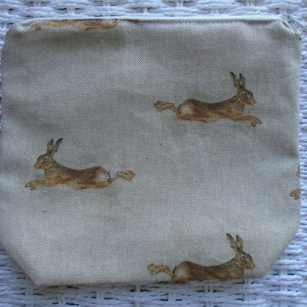 Hessian Hare Make Up Bag or Large Pencil Case.