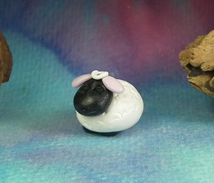 Spring Sale ... Tiny Sheep Lamb 1" OOAK Sculpt by Ann Galvin Gnome Village