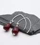 dark red lampwork glass teardrop earrings - Image 3