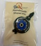 Handmade Forget-Me-Not Dorset Button Shawl Pin - Blue & Green Wooden Scarf Stick - Image 3