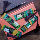 Hand painted wooden bookmark green