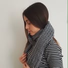 Women's Grey Chunky Knit Extra Soft Minimalist Statement Scarf