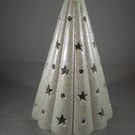 White Glittery Ceramic Star Light Christmas Tree Table Lamp Ornament Decoration.