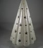 White Glittery Ceramic Star Light Christmas Tree Table Lamp Ornament Decoration. - Image 1