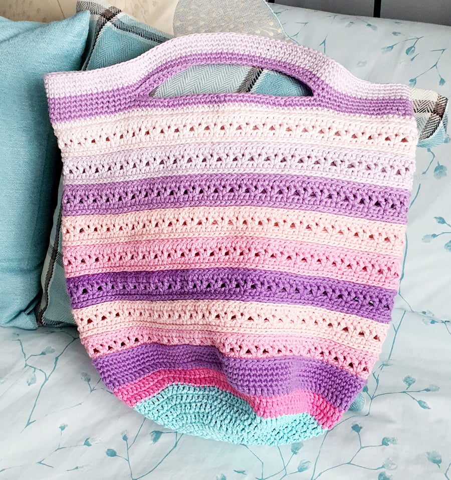 Pink Crochet Market bag, tote bag, shopping bag 