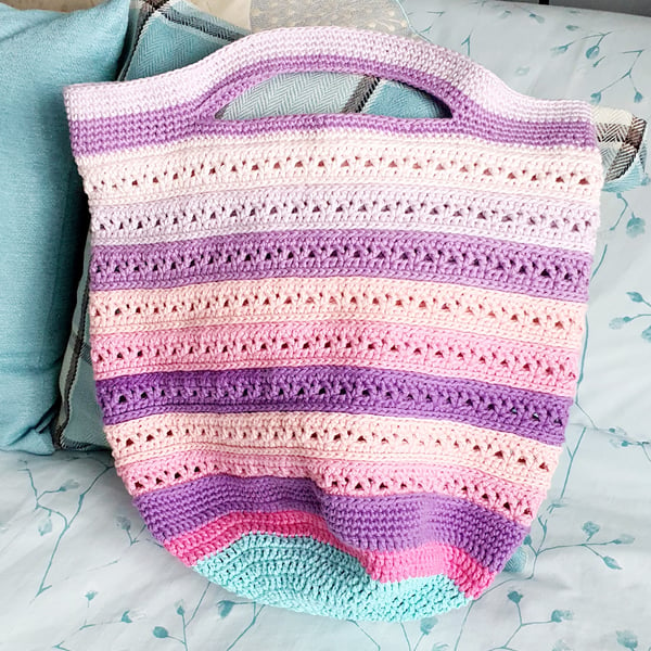 Pink Crochet Market bag, tote bag, shopping bag 