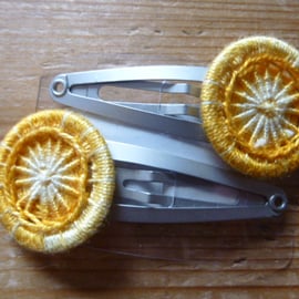 Dorset Button Hair Clips, Pair, Sunshine