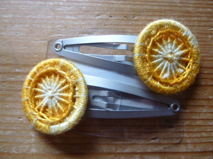 Dorset Button Hair Clips, Pair, Sunshine