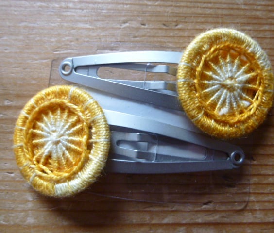 Dorset Button Hair Clips, Pair, Sunshine