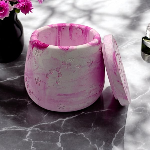 Pink Marble Effect Constellation Jewellery Box - Candle Jar or Trinket Pot STP10