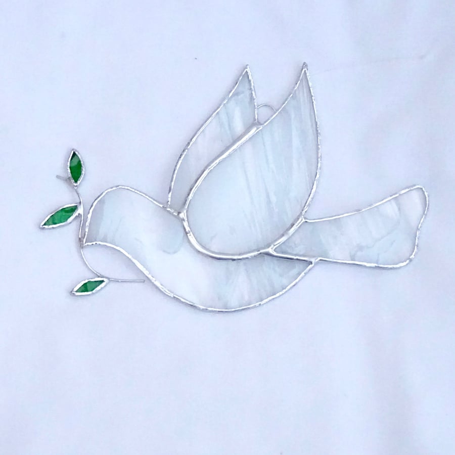 Stained Glass Dove Suncatcher - Handmade Hanging Decoration