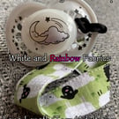 Custom (White and Rainbow) LONG LENGTH - ADULT Pacifier Clips