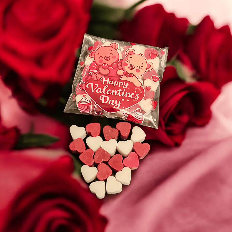 Valantines day handmade wax melt hearts in bag 