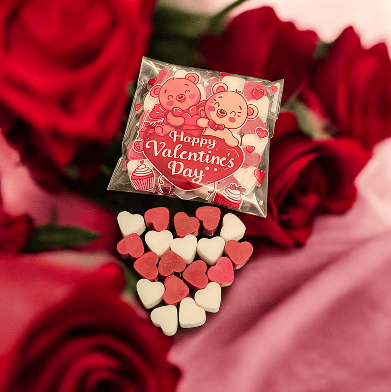 Valantines day handmade wax melt hearts in bag 