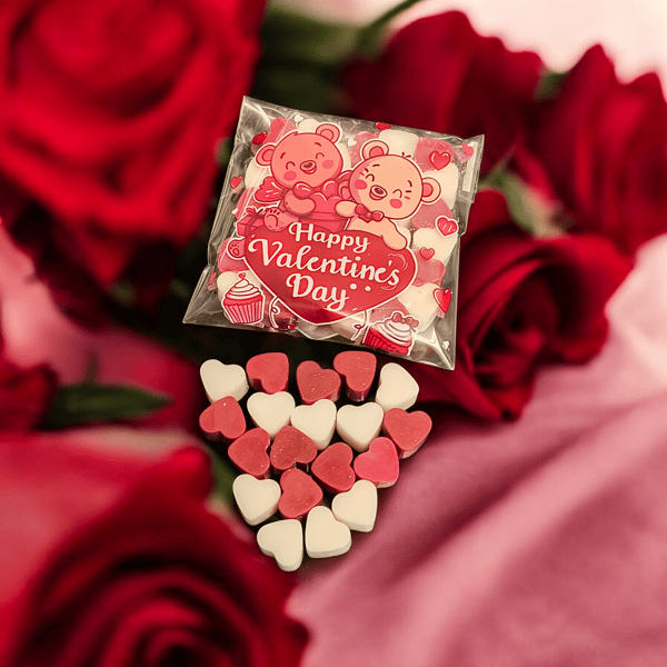 Valantines day handmade wax melt hearts in bag 