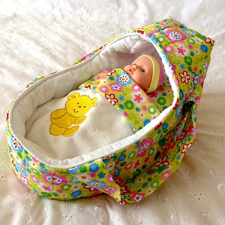 Small Doll's Carrycot with Free Doll