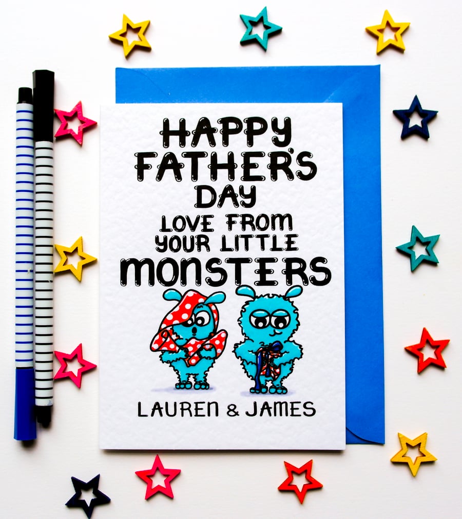 Personalised Cute Father's Day Card For A Daddy From Two Children