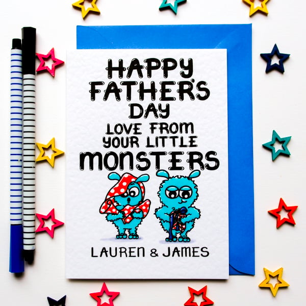 Personalised Cute Father's Day Card For A Daddy From Two Children