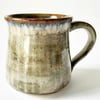 Green and Brown Patterned Glazed Mug - Hand Thrown Stoneware Ceramic Mug 