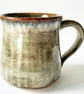 Green and Brown Patterned Glazed Mug - Hand Thrown Stoneware Ceramic Mug  - Image 1