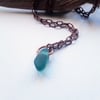 Rare Teal Seaglass Pendant with Copper Chain