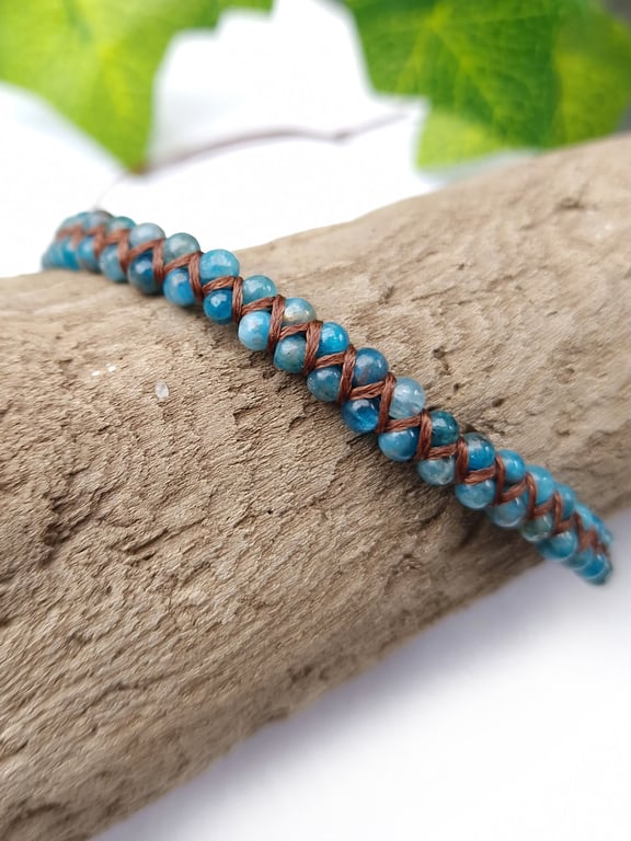 Apatite Gemstone Bracelet - Macrame beaded jewellery 