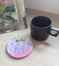 Wooden Coaster handpainted with Purple Wisteria